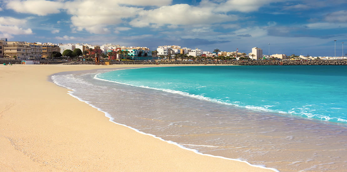 The beach in Puerto del Rosario in Fuerteventura, one of the Canary Islands